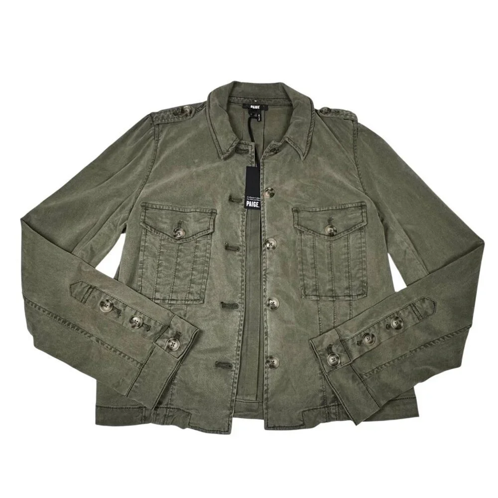 NWT PAIGE Pacey Jacket Sz.L Vintage Ivy Green  Buttons Preppy Minimalist $249 - Picture 16 of 16